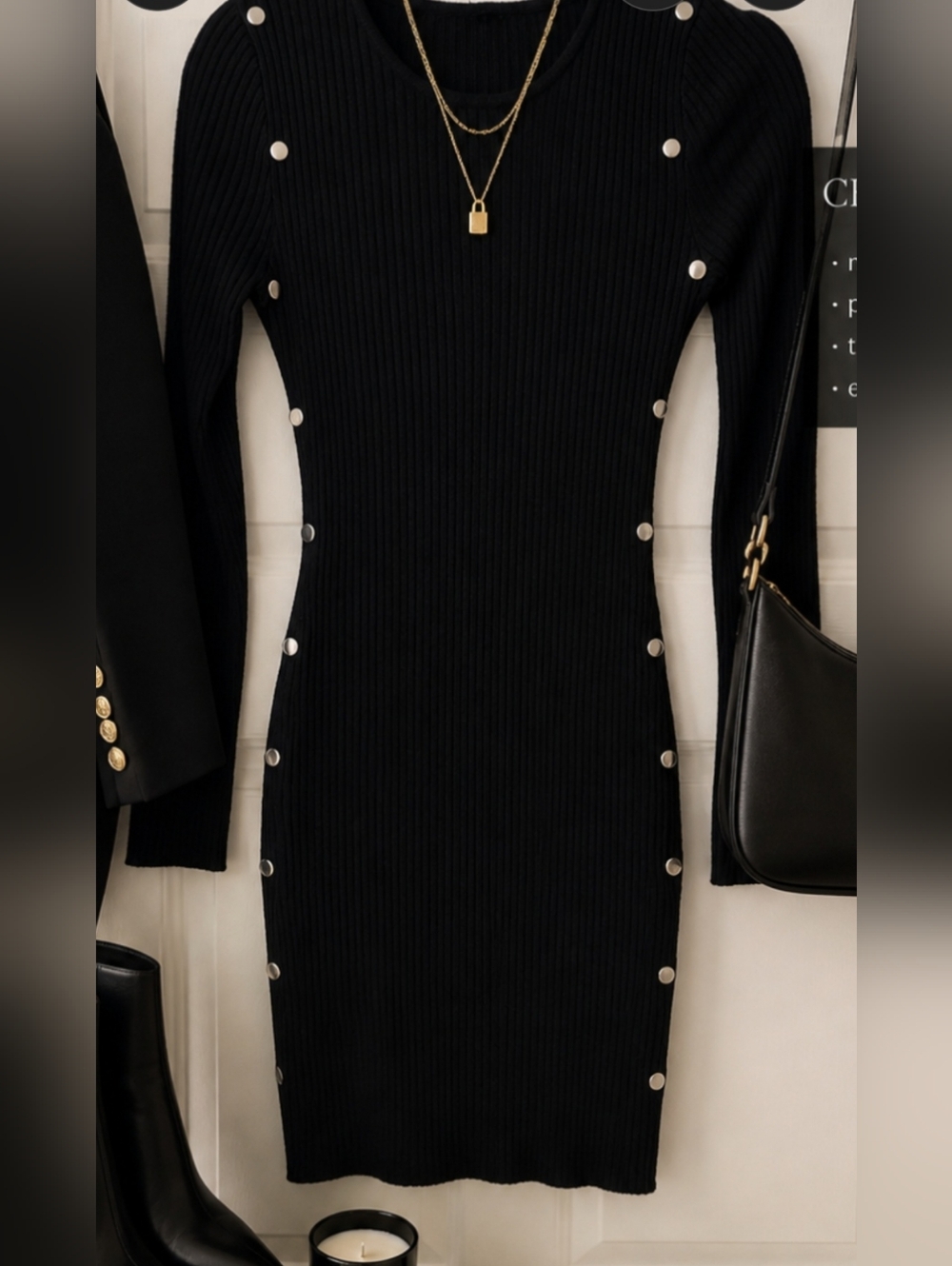BLACK SMALL MEDI DRESS Pit 18